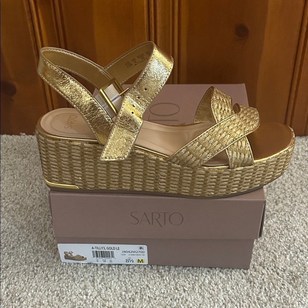 Franco Sarto Gold Platform Sandals